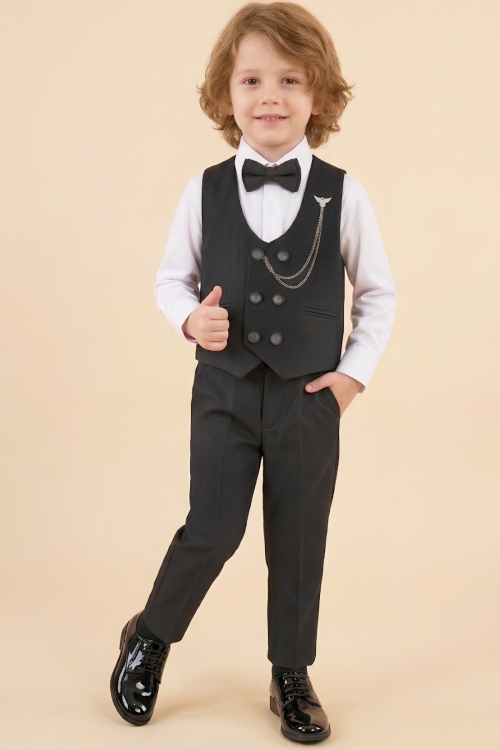 Erkek Çocuk 4lü Takım (Pantolon+Gömlek+Yelek+Papyon) 12663B
