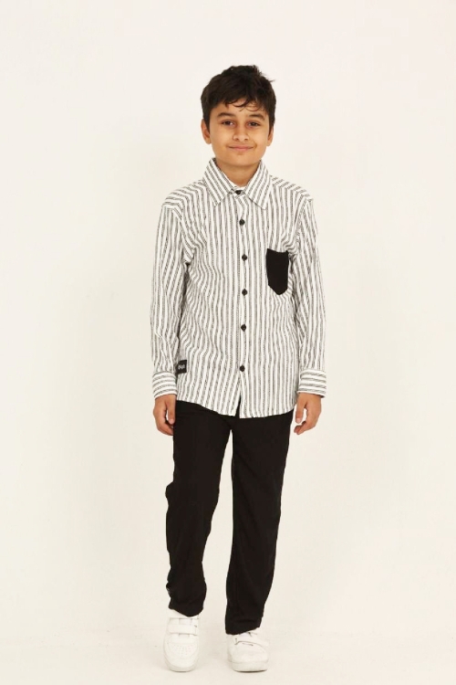 Erkek Çocuk Gömlekli Takım (Bürümcük Üst+Ottoman Pantolon) 3-12 Yaş 12419HC