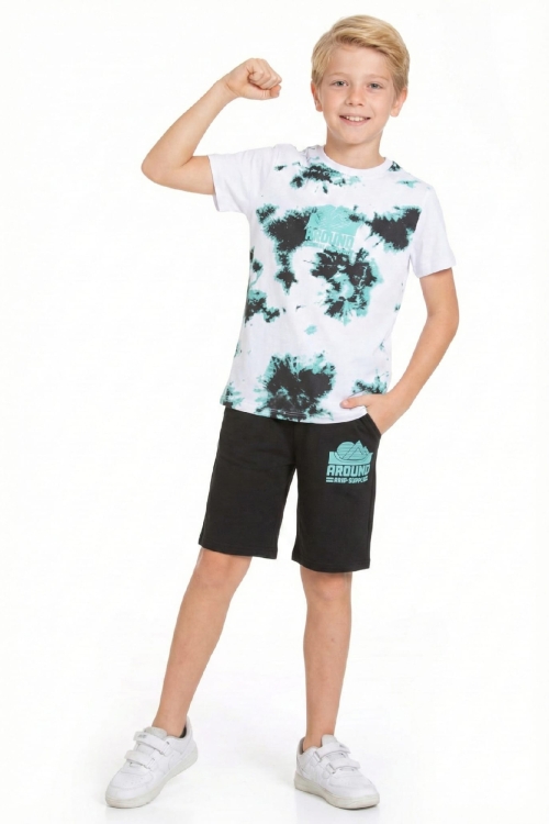 Erkek Çocuk Görsel Tasarımlı ve Kaprili Alt-Üst Takım 3-10 Yaş 12554