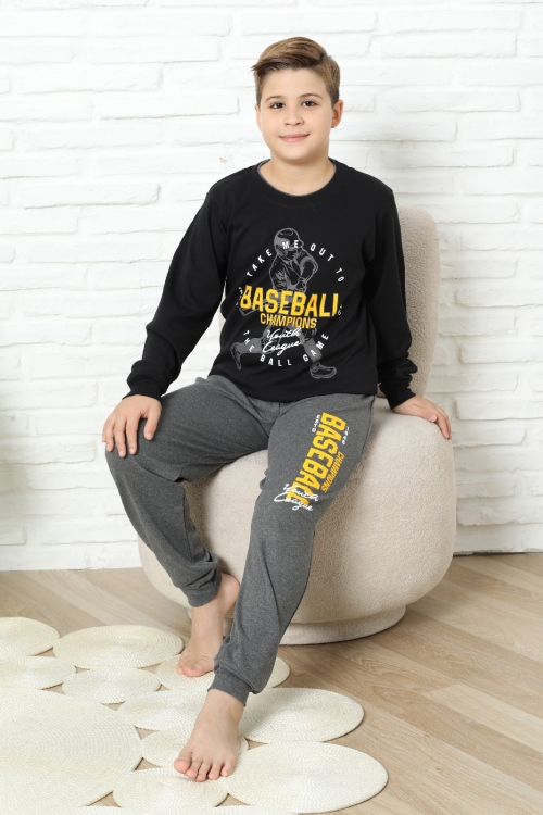 Erkek Çocuk Pijama Takımı %100 Pamuk İnterlok Kumaş 12447