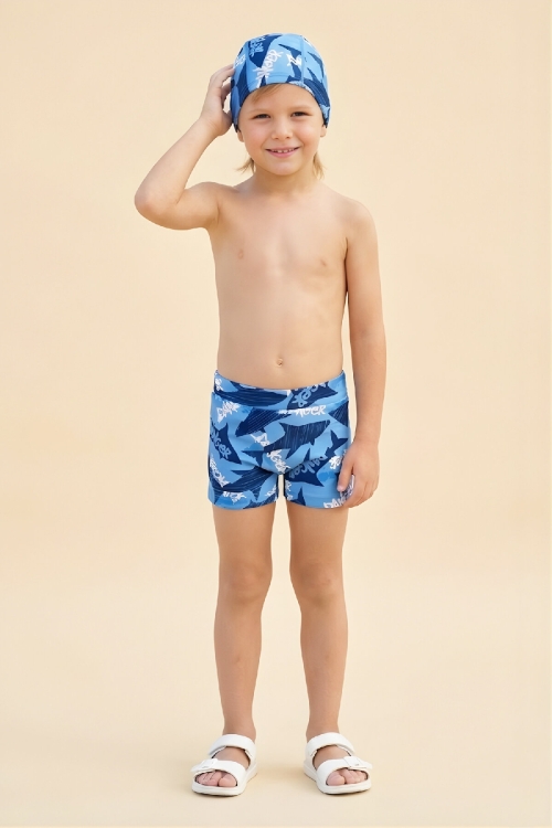 Erkek Çocuk Şortlu Ve Boneli Mayo Takımı (Şort+Bone) 2-7 Yaş 12595B