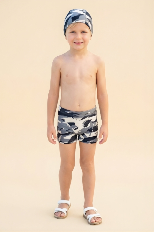 Erkek Çocuk Şortlu Ve Boneli Mayo Takımı (Şort+Bone) 2-7 Yaş 12595B