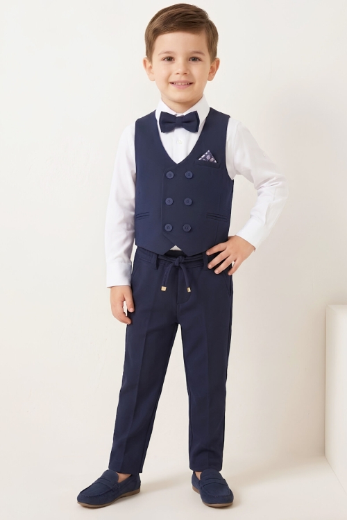 Erkek Çocuk Yelekli 4lü Takım (Pantolon+Gömlek+Yelek+Papyon) 12661B