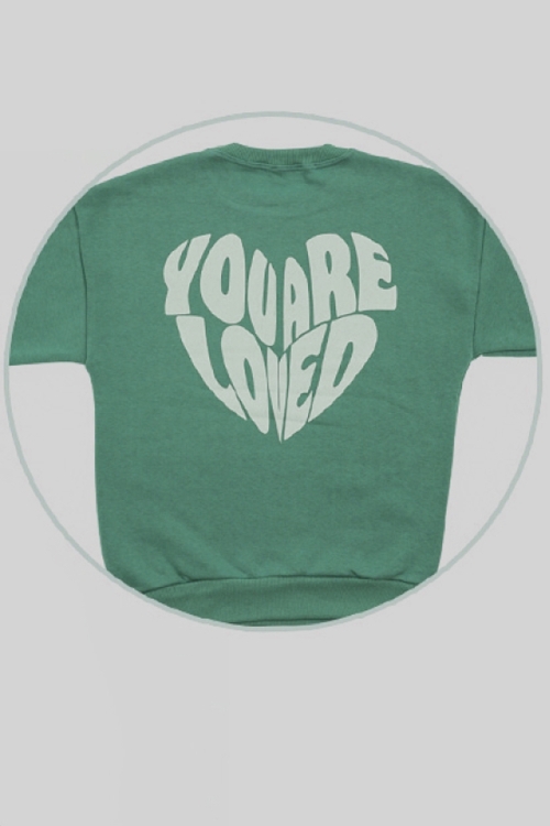 Kız Çocuk 3 İplik Şardonlu-Arkası Baskılı Sweatshirt 12-16 Yaş 12396