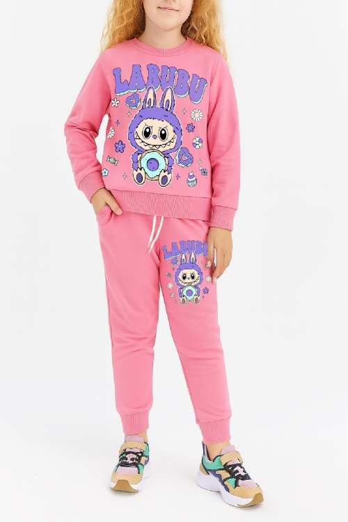 Kız Çocuk 3 İplik Şardonlu Karakter Baskılı Alt-Üst Takım-3 -10 Yaş 12411