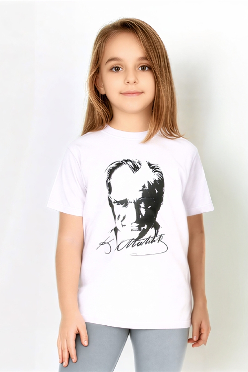 Kız Çocuk ATATURK Posterli T-Shirt 4-8 Yaş 12537