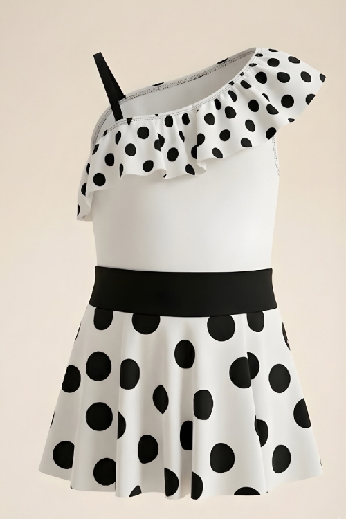 Kız Çocuk Elbise Mayo-İç Mayolu ve Yaka Volanlı 7-12 Yaş 12611