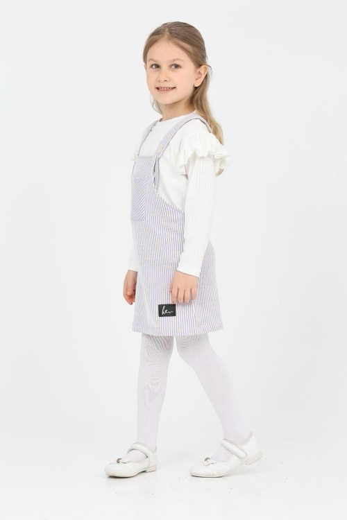 Kız Çocuk Salopet 2li Elbise (Salopet Elbise+Bady Bluz)12182