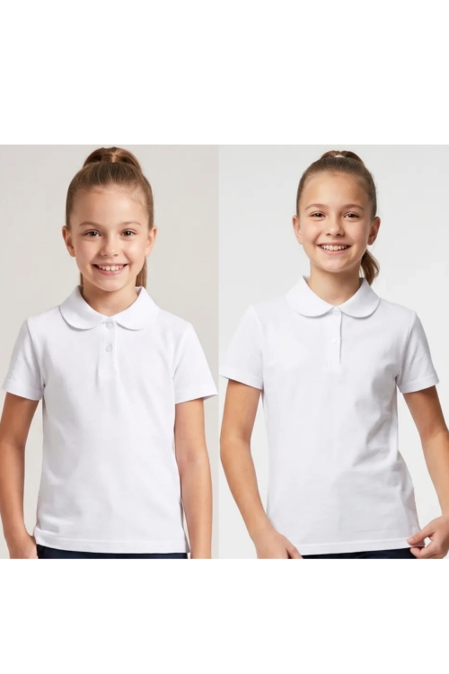 Kız Çocuk 2li T-Shirt %100 Pamuk ve Okul Tarz 5-16 Yaş 12723AT