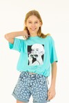 Kız Çocuk Dijital Baskılı Beli Ayarlanabilir T-Shirt