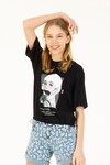 Kız Çocuk Dijital Baskılı Beli Ayarlanabilir T-Shirt