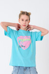 Kız Çocuk Kalp Baskılı T-Shirt 8-14 Yaş