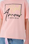 Kız Çocuk Yazı İşlemeli T-Shirt 8-14 Yaş