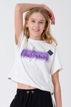 Kız Çocuk Beli Ayarlanabilir Baskılı T-shirt Hn2