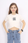 Kız Çocuk Çapraz Modelli Crop T-Shirt 9-14 Yaş Lx232