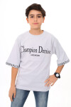 Erkek Çocuk Kol Uçları Yazı Baskılı T-Shirt 9-14 Yaş Lx7060