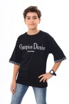 Erkek Çocuk Kol Uçları Yazı Baskılı T-Shirt 9-14 Yaş Lx7060