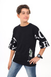 Erkek Çocuk Kol Yazı Baskılı T-Shirt 9-14 Yaş Lx7067