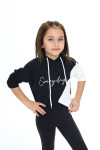Kız Çocuk Crop Sweatshirt-Kapüşonlu-Garnili 6-13 Yaş 9332
