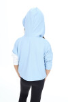 Kız Çocuk Crop Sweatshirt-Kapüşonlu-Garnili 6-13 Yaş 9332