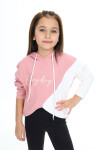 Kız Çocuk Crop Sweatshirt-Kapüşonlu-Garnili 6-13 Yaş 9332