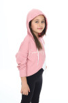Kız Çocuk Crop Sweatshirt-Kapüşonlu-Garnili 6-13 Yaş 9332