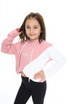 Kız Çocuk Crop Sweatshirt-Kapüşonlu-Garnili 6-13 Yaş 9332
