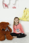 Kız Çocuk Tavşan Baskılı Bloklu Pijama Takımı 4-11 Yaş LX6032
