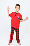 Erkek Çocuk Araba Baskılı Bloklu Pijama Takımı 3-11 Yaş 156-57