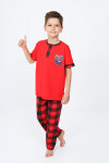 Erkek Çocuk Araba Baskılı Bloklu Pijama Takımı 3-11 Yaş 156-57