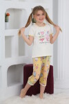 Kız Çocuk Kaprili-Baskılı Pijama Takımı 3-11 Yaş 6083-84