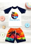 Erkek Çocuk 2li  Plaj Takımı (Şort-Tişört) 3-10 Yaş 007