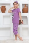 Kız Çocuk Uyku Bantlı-Kaprili-Panda Baskılı Pijama Takımı 3-15 Yaş 6112-14