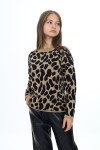 Kız Çocuk Leopar Desenli Triko Kazak Mnx3005