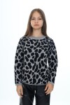 Kız Çocuk Leopar Desenli Triko Kazak Mnx3005