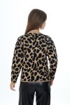 Kız Çocuk Leopar Desenli Triko Kazak Mnx3005