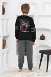 Erkek Çocuk Arkası Baskılı %100 Pamuk İnterlok Kumaş Pijama Takımı 12348