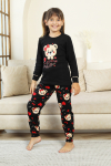 Kız Çocuk Ayıcık Baskılı %100 Pamuk İnterlok Kumaş Pijama Takımı 12347