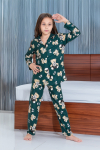 Kız Çocuk Ayıcık Baskılı Pijama Takımı 12167