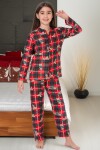 Kız Çocuk Ekose Desenli Pijama Takımı 12122