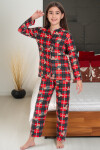 Kız Çocuk Ekose Desenli Pijama Takımı 12122