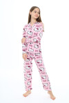 Kız Çocuk Kedi Baskılı Pijama Takımı 3-16 Yaş 12137