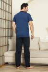 Erkek %100 Pamuk Pijama Takımı -3 Düğmeli-Robalı 12383