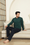 Erkek %100 Pamuklu Pijama Takımı-3 Düğmeli-12440