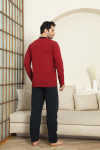 Erkek %100 Pamuklu Pijama Takımı-3 Düğmeli-12440