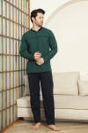Erkek %100 Pamuklu Pijama Takımı-Robalı ve 3 Düğmeli-12489