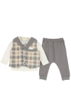 Erkek Bebek %100 Pamuk Kumaş 3lü Takım - 0-9 Ay 12479