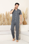 Erkek Boydan Düğmeli %100 Pamuklu Pijama Takımı 12385
