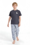 Erkek Çocuk %100 Pamuk Kumaş Pijama Takımı 8-13 Yaş 12712IS