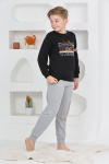 Erkek Çocuk Baskılı %100 Pamuk İnterlok Kumaş Pijama Takımı 12446